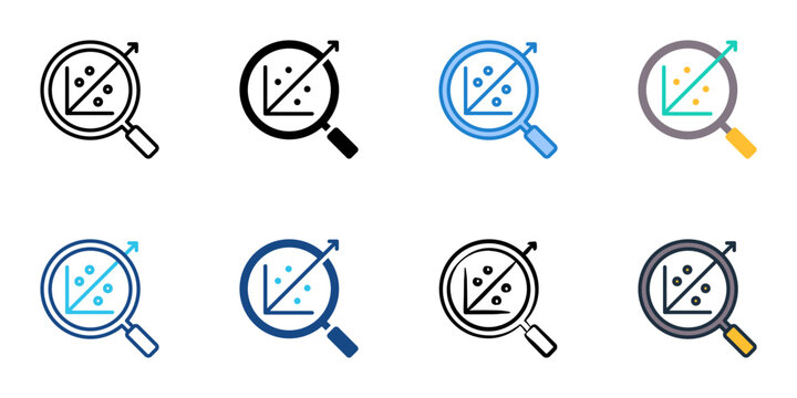Regression analysis icons set multiple style collection. Editable stroke 
