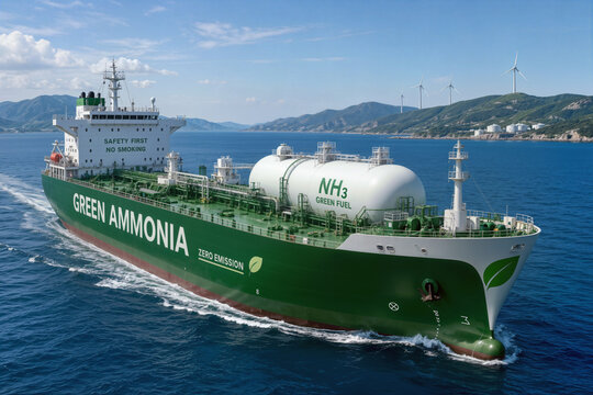 Green ammonia fuel shipping cargo tanker NH3 green fuel zero emission maritime transport sustainable shipping industry renewable energy vessel for decarbonization