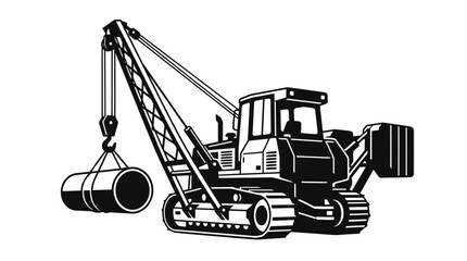 Side Boom Pipelayer Lifting Pipe Vector Illustration © ciko