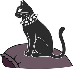 Black cat, sitting cat, feline illustration, pet icon, animal design © hgkrufdssf