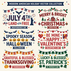 Modern American Holiday Vector Collection Festive Designs © Bejo