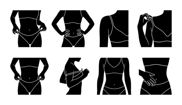 Body Measurement Icons, Silhouette Figures, Fashion Design Templates, Health & Fitness Graphics