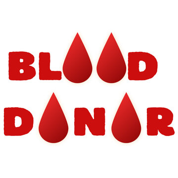 Blood Donor Typography with Red Drop Symbol Illustration