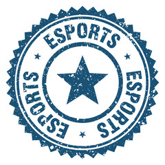 esports blue grunge round stamp. esports stamp © BHM
