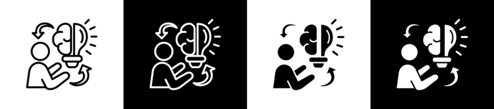 Skill Icon In Outline And Glyph Styles With Black And White Variations