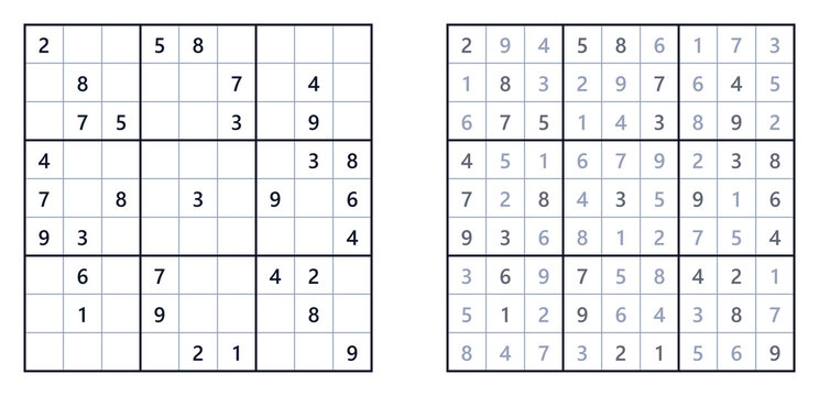 Sudoku hard level solution page with completed puzzles and grids  