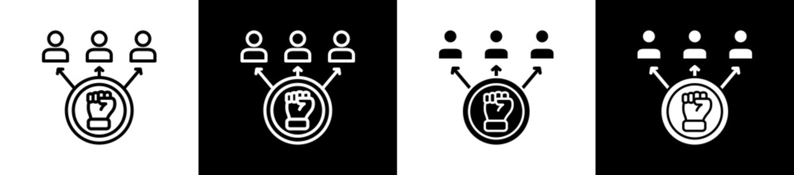 Empomerment Icon In Outline And Glyph Styles With Black And White Variations