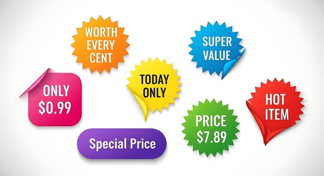 Special price tags for online shopping and discounts