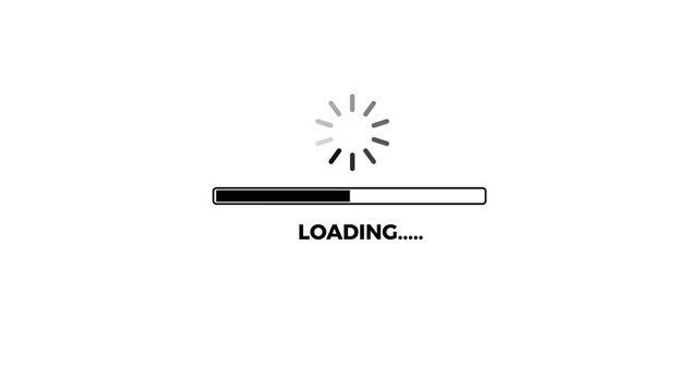 Minimalist loading progress bar animation on white background