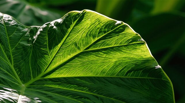 Close-up of large taro leaf with visible veins  Background Wallpaper Pattern 