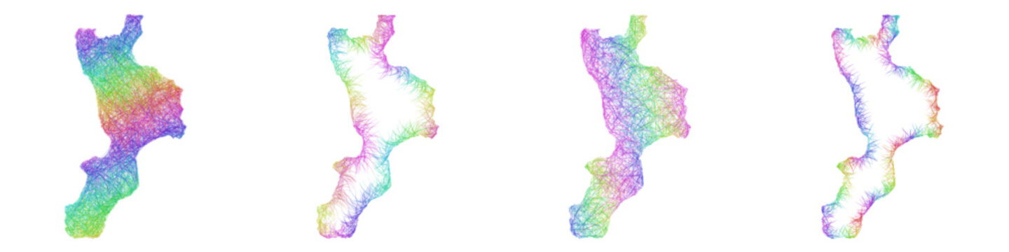 Colorful sketch Calabria map design set