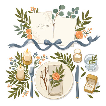 Wedding table setting with flowers 1.