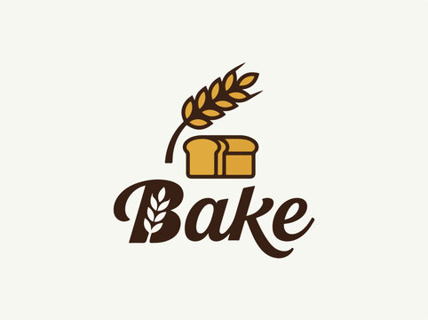Bake Logo with Wheat and Loaf.