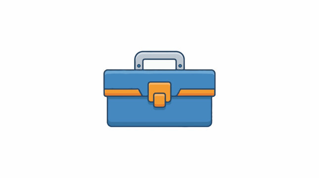 A blue tool box with orange accents sits on a white background