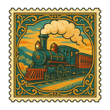 PNG Vintage train stamp illustration
