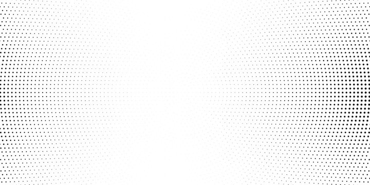 Bold monochrome halftone background of black circular dots forming a radial gradient, centered text FUTURISTIC HALFTONE, modern abstract design with high contrast for digital, data, soundwave 