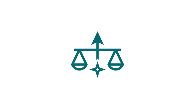 Teal scales of justice symbol icon.