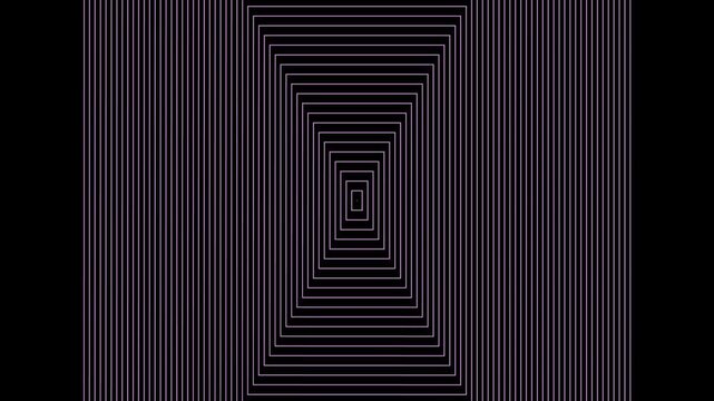 Hypnotic Op Art Background with Nested Rectangles and Three Dimensional Tunnel Illusion, Modern Geometric Wireframe Pattern Designed for Motion Graphics, Video Editing, VJ Loops and Creative Technolog