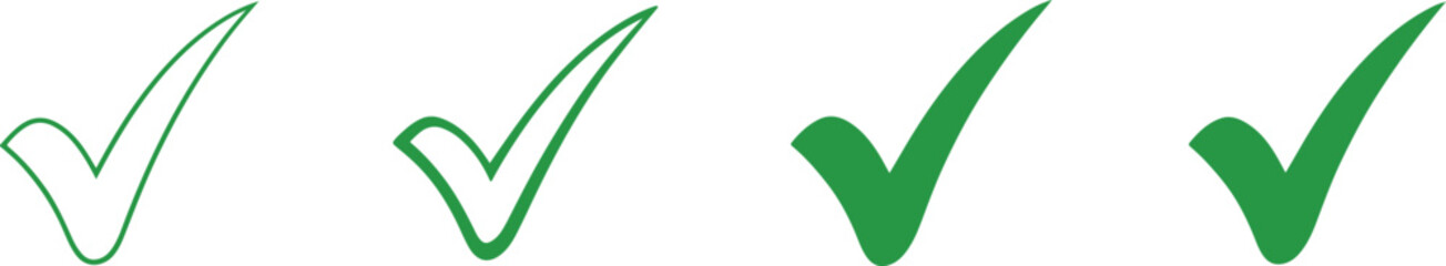 Green Check Tick Mark Sign Icons Vector Set. © IconNest