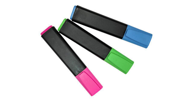 Colorful highlighters set isolated on transparent background