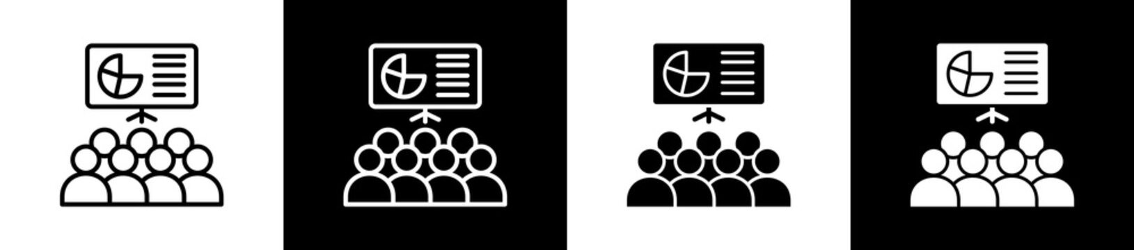 Training Icon In Outline And Glyph Styles With Black And White Variations