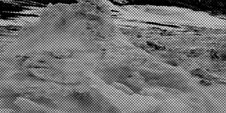 Halftone Black and White Texture of Snowy Mountain Slope and Rugged Landscape