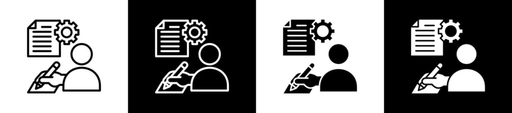 Write Icon In Outline And Glyph Styles With Black And White Variations