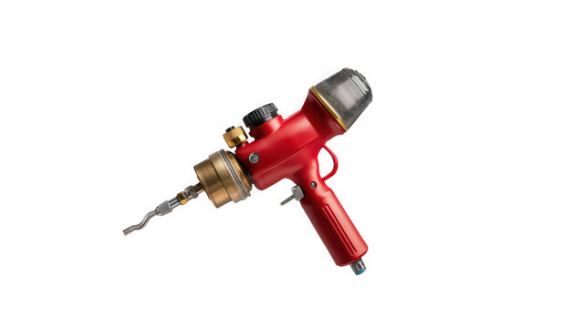 Red spray gun isolated on transparent background