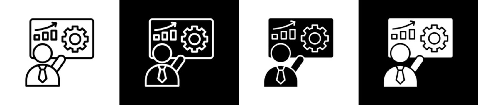 Teach Icon In Outline And Glyph Styles With Black And White Variations