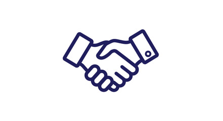 Obraz premium A simple blue icon showing two hands shaking in a professional agreement