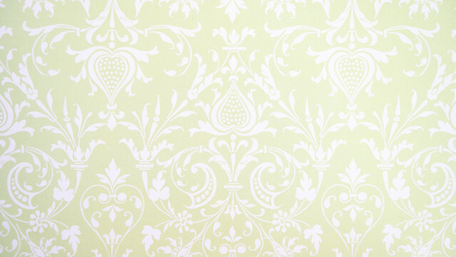 Elegant vintage damask pattern on light green background