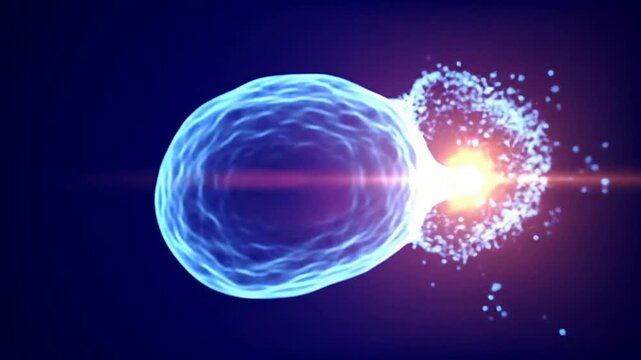 Dynamic 4K Visualization of Cell Division Highlighting Early Warning Signs of Pregnancy Complications in a Glowing Cellular Structure