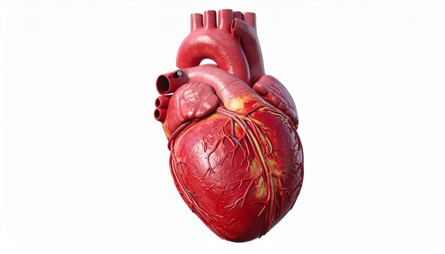 Anatomically Correct Human Heart Model Isolated on White Background