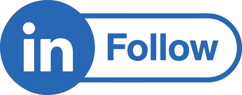 LinkedIn follow button icon isolated on white background, professional social media network sign, hand drawn style vector illustration for web design.