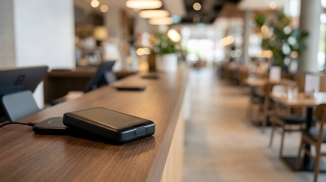 wireless customer queue pager on reception counter for hospitality service efficiency and guest notification management