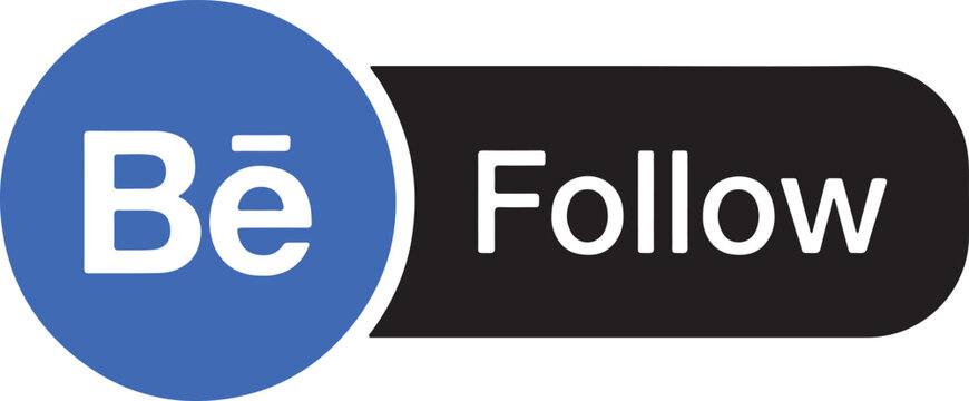 Hand drawn Follow button icon vector, Behance social media element, isolated transparent design element, minimalist digital creative community graphic
