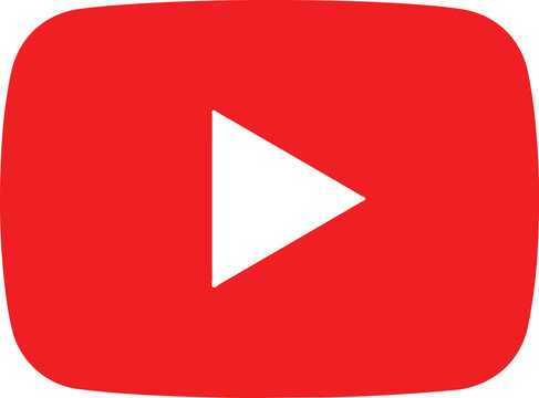 Hand drawn YouTube play button icon, social media video player sign, flat vector illustration isolated on transparent background for web and digital design
