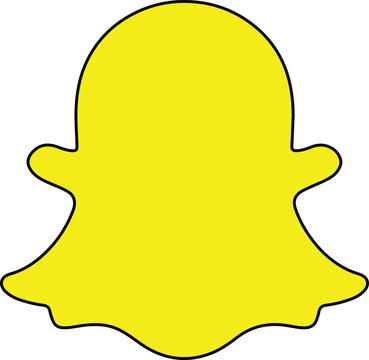 Snapchat logo icon, flat yellow social media app symbol, vector illustration of ghost graphic for digital marketing and web interface design elements.
