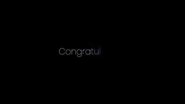 congratulations title reveal text animation with alpha channel 