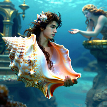 Nerites, youthful male deity with seashell features