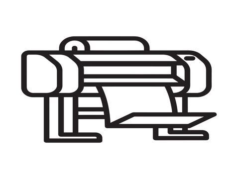 Large Format Printer Icon, Printing Machine Illustration