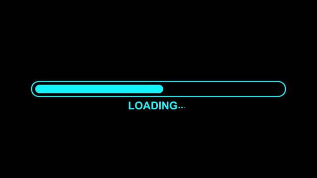 Loading bar laser line on black background. White Round Loading bar, download bar progress, animated loading screen on black background. 4K Video refresh loop with rotating progress motion.