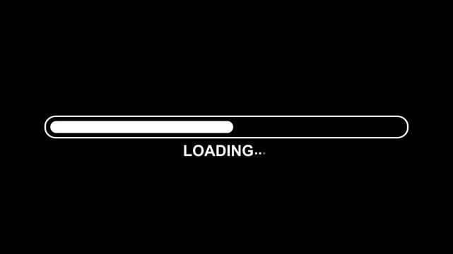 Loading bar laser line on black background. White Round Loading bar, download bar progress, animated loading screen on black background. 4K Video refresh loop with rotating progress motion.