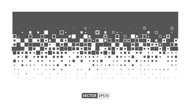 Dark grey and white squares fading into white abstract pattern geometric