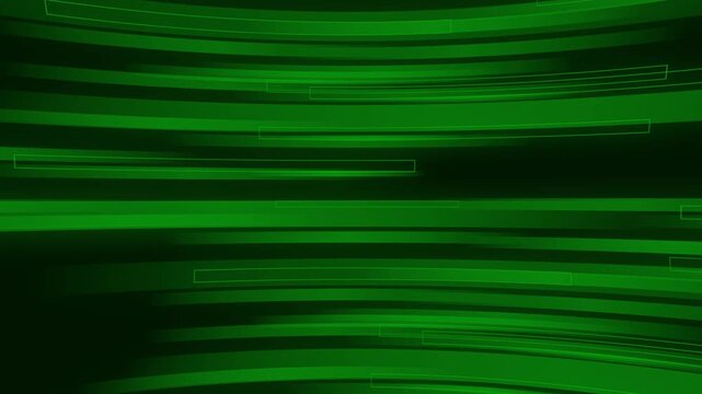 Abstract green tech background animation with moving horizontal lines and digital grid outlines, vibrant futuristic loop for corporate, technology and digital social media content