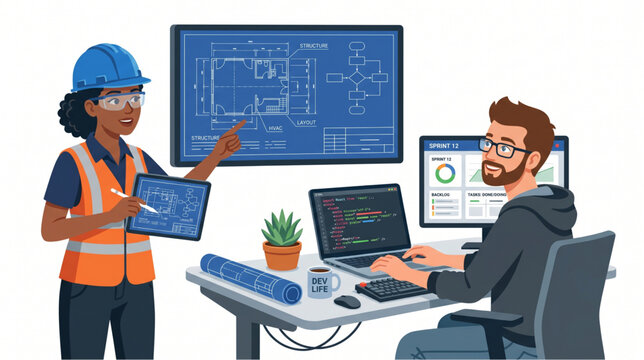 Application Developer Writing Code in Modern Workspace, Software Engineer Developing Innovative Technology Solutions