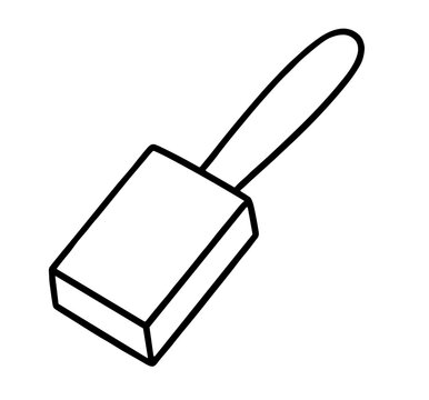 Handheld foam sponge brush cleaning tool line art vector icon
