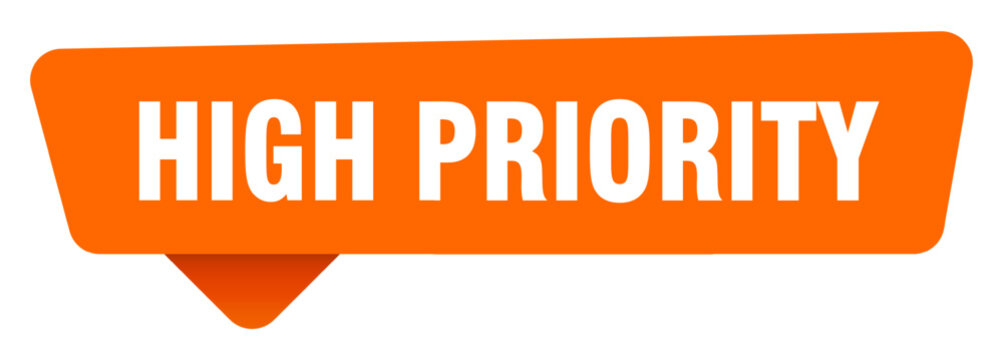 high priority sticker. high priority orange sign isolated on transpatent background