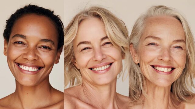 Diverse women of different ages and ethnicities smiling joyfully together