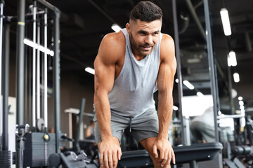 Fototapeta premium Sporty man resting, having break after doing exercise.